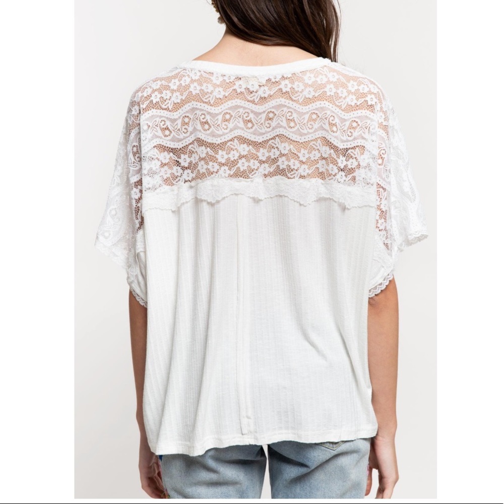 White Top Lace short sleeve Top - Picture 2 of 4